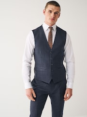 Navy Blue Check Suit Waistcoat - Image 1 of 12
