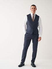 Navy Blue Check Suit Waistcoat - Image 2 of 12
