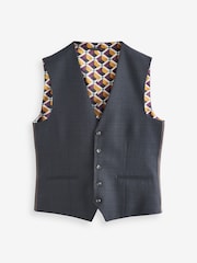 Navy Blue Check Suit Waistcoat - Image 6 of 12