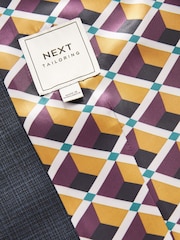 Navy Blue Check Suit Waistcoat - Image 8 of 12