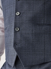 Navy Blue Check Suit Waistcoat - Image 9 of 12