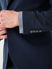 Bright Blue Super Skinny Check Suit Jacket - Image 5 of 12