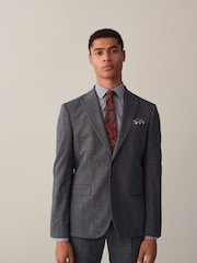 Blue Regular Fit Textured Suit Jacket - Image 1 of 14