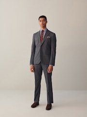 Blue Regular Fit Textured Suit Jacket - Image 2 of 14