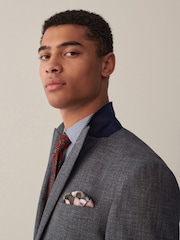 Blue Regular Fit Textured Suit Jacket - Image 4 of 14
