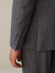 Blue Regular Fit Textured Suit Jacket - Image 6 of 14
