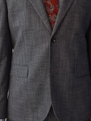 Blue Regular Fit Textured Suit Jacket - Image 7 of 14