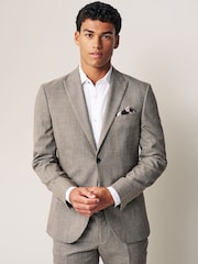 Neutral Slim Textured Suit Jacket - Image 1 of 11