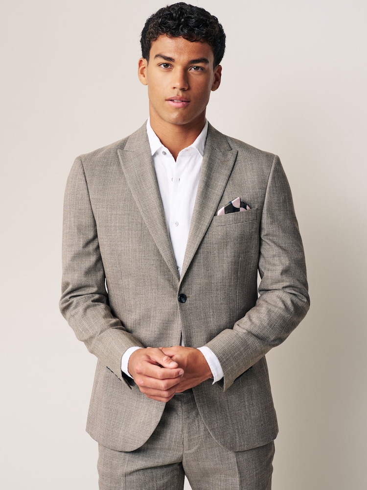 Neutral Slim Textured Suit Jacket - Image 1 of 11