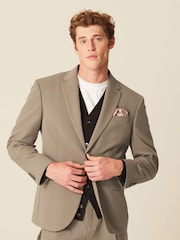 Taupe Skinny Fit Motionflex Stretch Suit: Jacket - Image 1 of 13