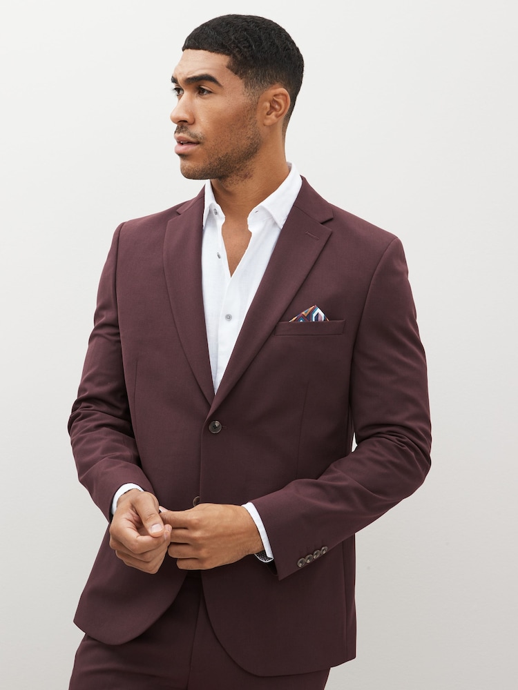 Burgundy Red Skinny Motionflex Stretch Suit: Jacket - Image 1 of 11