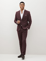 Burgundy Red Skinny Motionflex Stretch Suit: Jacket - Image 2 of 11