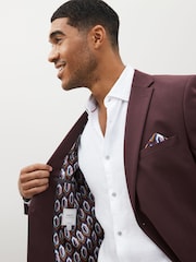 Burgundy Red Skinny Motionflex Stretch Suit: Jacket - Image 4 of 11