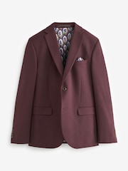 Burgundy Red Skinny Motionflex Stretch Suit: Jacket - Image 5 of 11