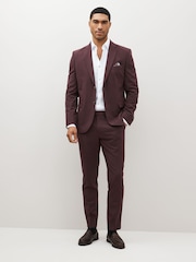 Burgundy Red Skinny Motionflex Stretch Suit: Trousers - Image 3 of 11