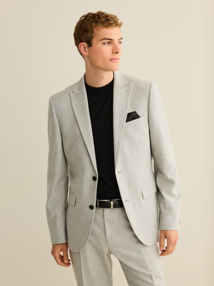 Hellgrau - Regulär - Slim Fit Anzug aus Donegal-Wolle: Jacke - Bild 1 von 13