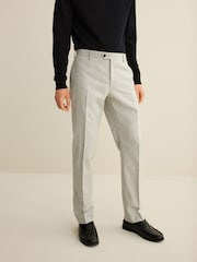 Light Grey Slim Fit Slim Fit Wool Blend Donegal Suit Trousers - Image 1 of 11