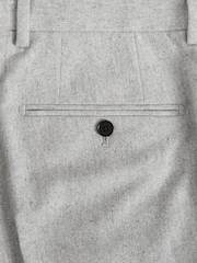 Light Grey Slim Fit Slim Fit Wool Blend Donegal Suit Trousers - Image 11 of 11