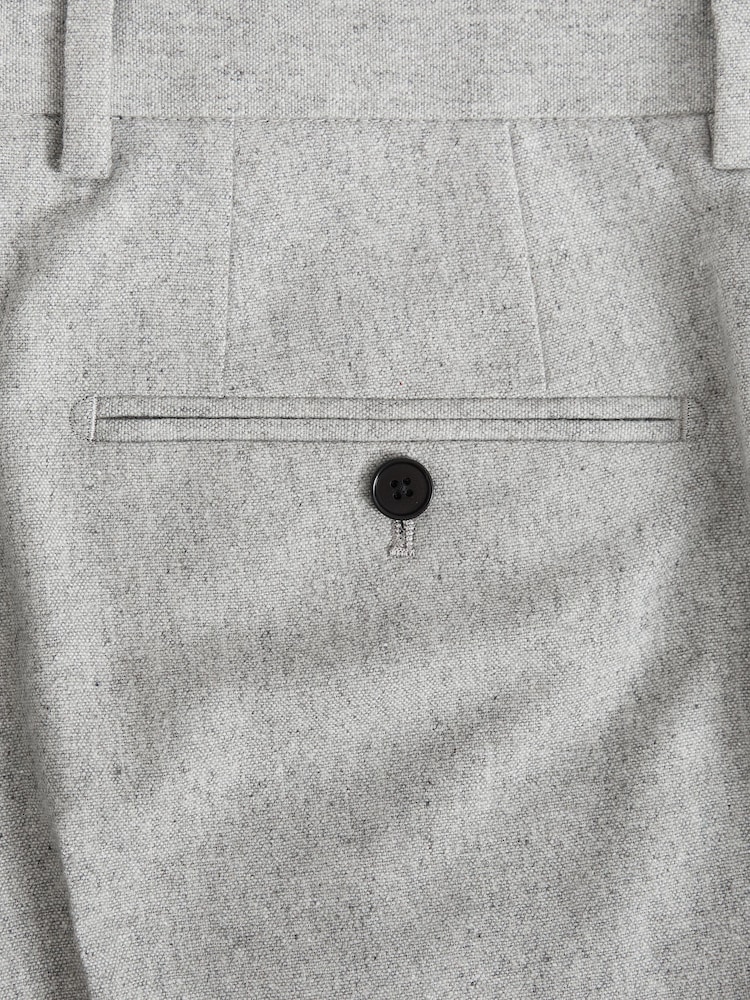 Light Grey Slim Fit Slim Fit Wool Blend Donegal Suit Trousers - Image 11 of 11