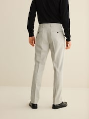 Light Grey Slim Fit Slim Fit Wool Blend Donegal Suit Trousers - Image 5 of 11