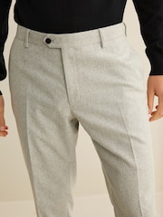 Light Grey Slim Fit Slim Fit Wool Blend Donegal Suit Trousers - Image 6 of 11