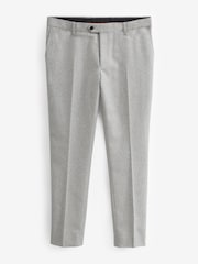 Light Grey Slim Fit Slim Fit Wool Blend Donegal Suit Trousers - Image 8 of 11
