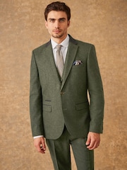 Green Slim Fit Trimmed Donegal Suit: Jacket - Image 1 of 16