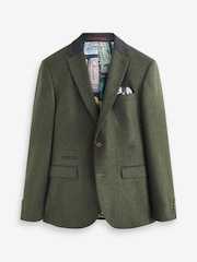 Green Slim Fit Trimmed Donegal Suit: Jacket - Image 11 of 16