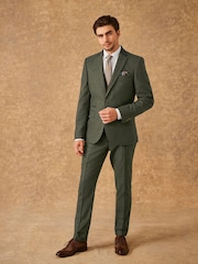 Green Slim Fit Trimmed Donegal Suit: Jacket - Image 2 of 16