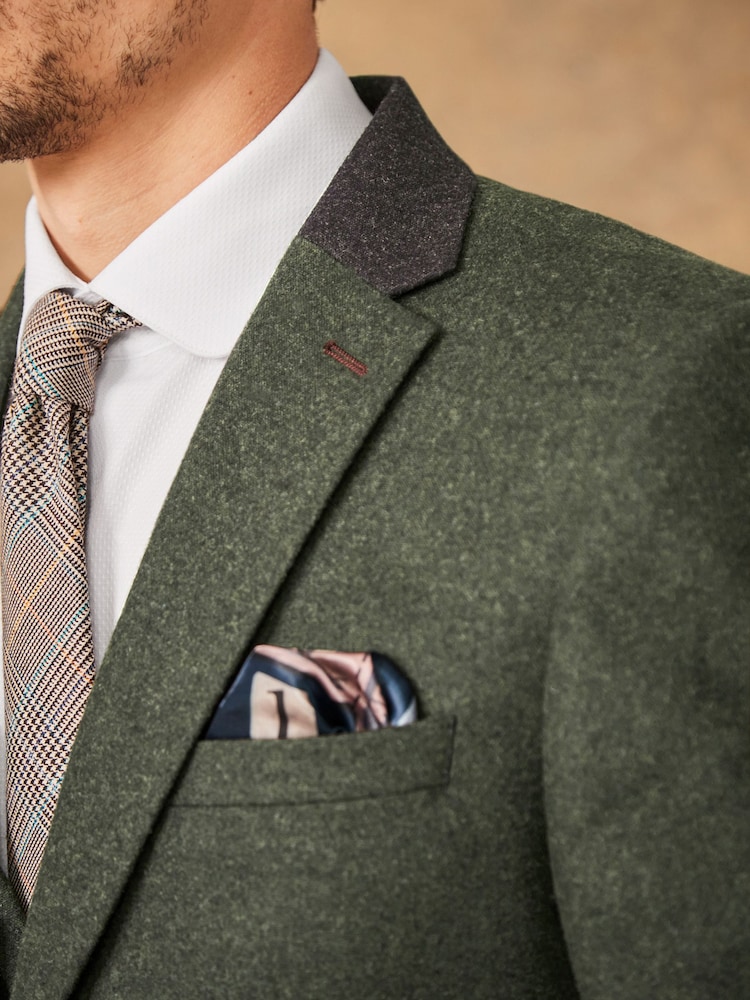 Green Slim Fit Trimmed Donegal Suit: Jacket - Image 8 of 16