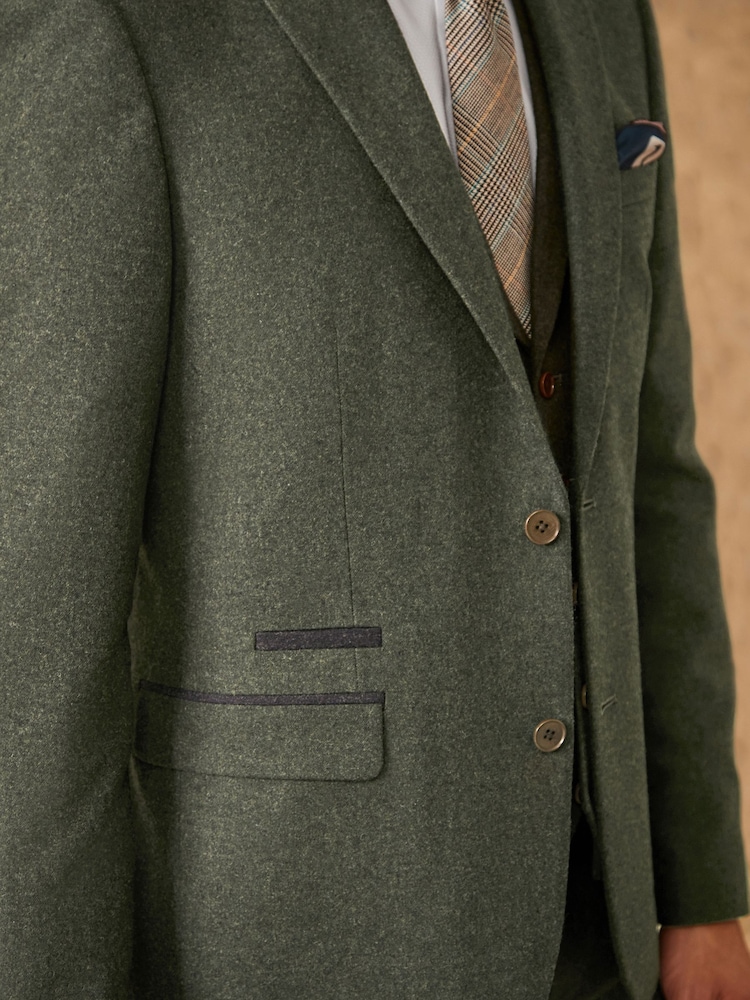 Green Slim Fit Trimmed Donegal Suit: Jacket - Image 9 of 16