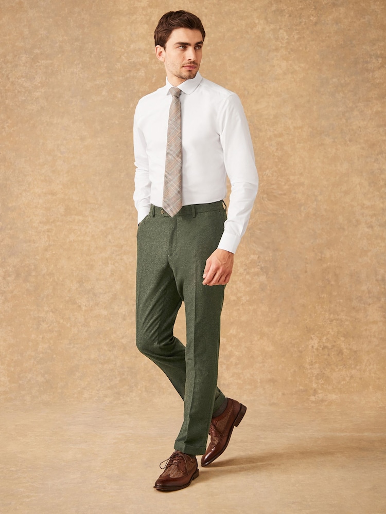 Green Slim Fit Trimmed Donegal Suit: Trousers - Image 2 of 10