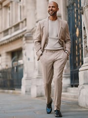 Stone Slim Fit Slim Fit Wool Blend Donegal Suit Trousers - Image 1 of 6