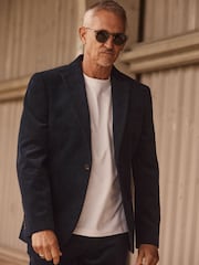 Blue Slim Fit Corduroy Suit Jacket - Image 3 of 11