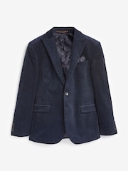 Blue Slim Fit Corduroy Suit Jacket - Image 7 of 11