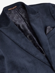 Blue Slim Fit Corduroy Suit Jacket - Image 8 of 11