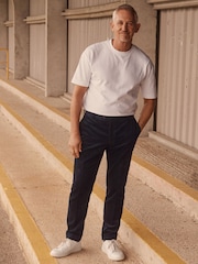 Navy Blue Relaxed Fit 100% Cotton Corduroy Suit Trousers - Image 2 of 11