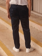 Navy Blue Relaxed Fit 100% Cotton Corduroy Suit Trousers - Image 4 of 11