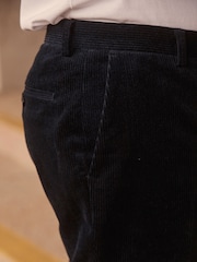 Navy Blue Relaxed Fit 100% Cotton Corduroy Suit Trousers - Image 5 of 11