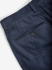 Navy Blue Relaxed Fit 100% Cotton Corduroy Suit Trousers - Image 9 of 11