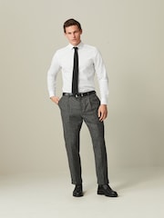 Grey Slim Nova Fides Italian Fabric Herringbone Textured Wool Blend Suit Trousers - Image 2 of 11