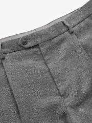 Grey Slim Nova Fides Italian Fabric Herringbone Textured Wool Blend Suit Trousers - Image 8 of 11