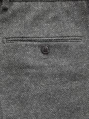 Grey Slim Nova Fides Italian Fabric Herringbone Textured Wool Blend Suit Trousers - Image 9 of 11