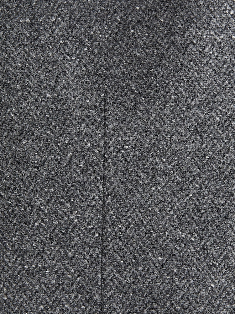 Grey Regular Fit Nova Fides Italian Fabric Herringbone Textured Wool Content Suit Waistcoat - Image 10 of 10 Grey Regular Fit Nova Fides Italian Fabric Herringbone Textured Wool Content Suit Waistcoat - Image 10 of 10