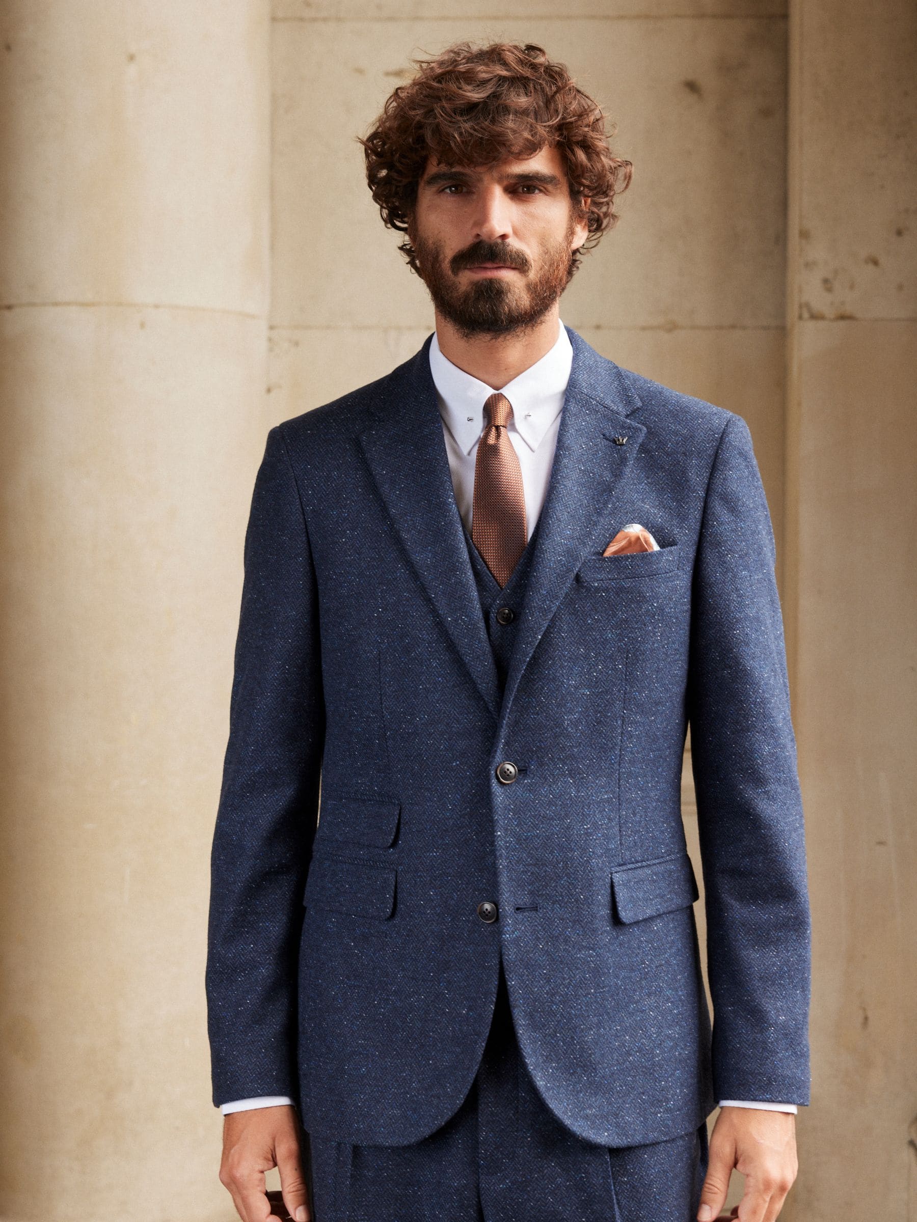 Buy Navy Blue Slim Fit Nova Fides Italian Fabric Herringbone Textured Wool Blend Suit Jacket from Next Luxembourg