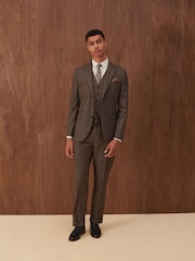 Brown Slim Check Suit: Jacket - Image 2 of 14