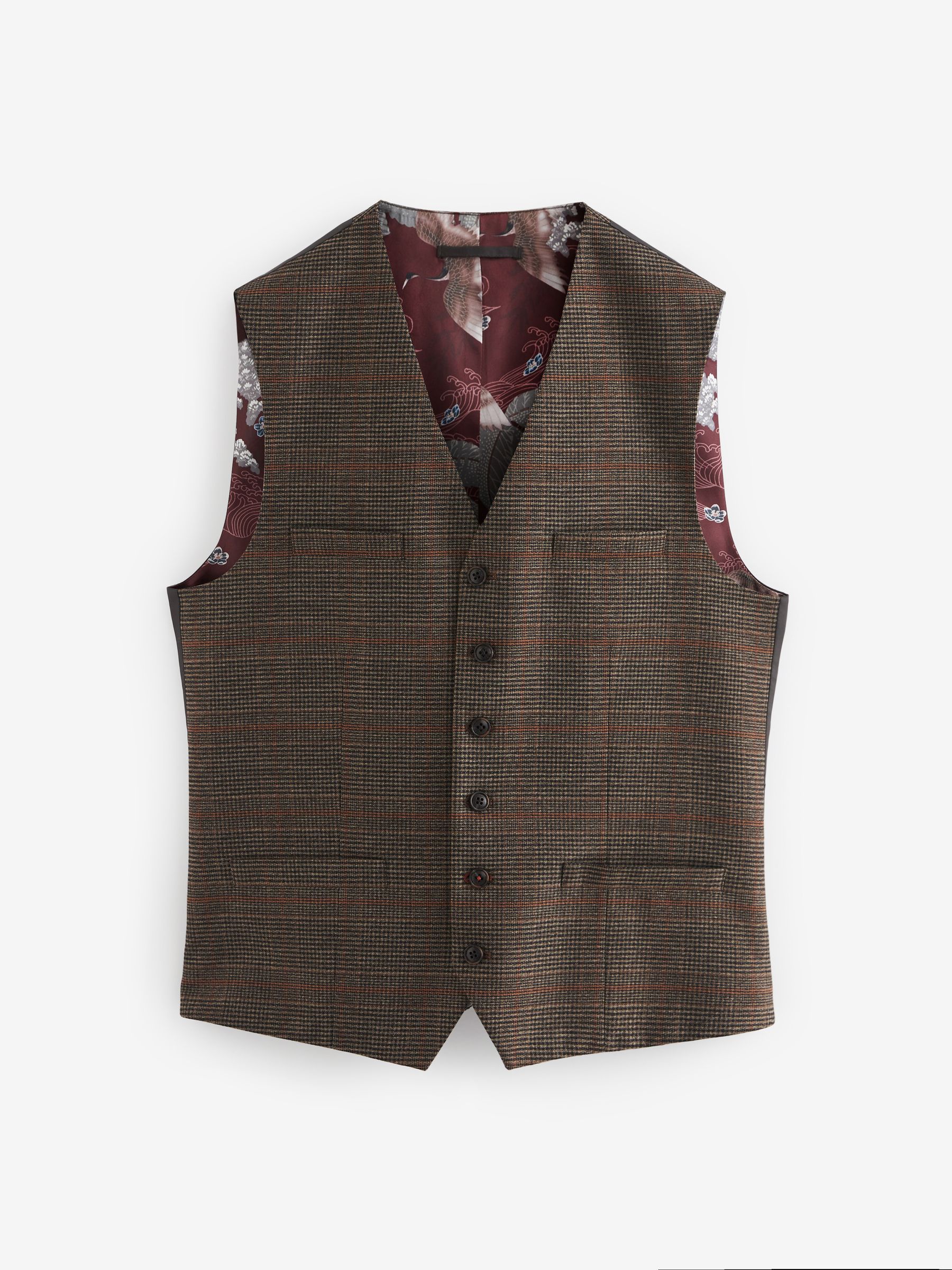 Buy Brown Slim Check Suit Waistcoat from Next Luxembourg