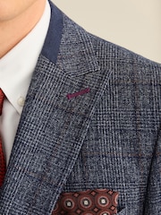 Marineblau/blau - Karierter paspelierter Anzug im Slim Fit: Sakko - Image 2 of 13