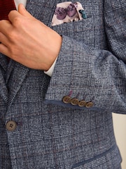 Marineblau/blau - Karierter paspelierter Anzug im Slim Fit: Sakko - Image 6 of 13