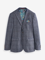 Marineblau/blau - Karierter paspelierter Anzug im Slim Fit: Sakko - Image 8 of 13